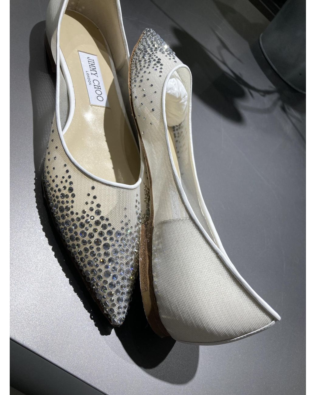 Jimmy Choo Natural Love Flat Crystal-Embellished Ballerina Shoes