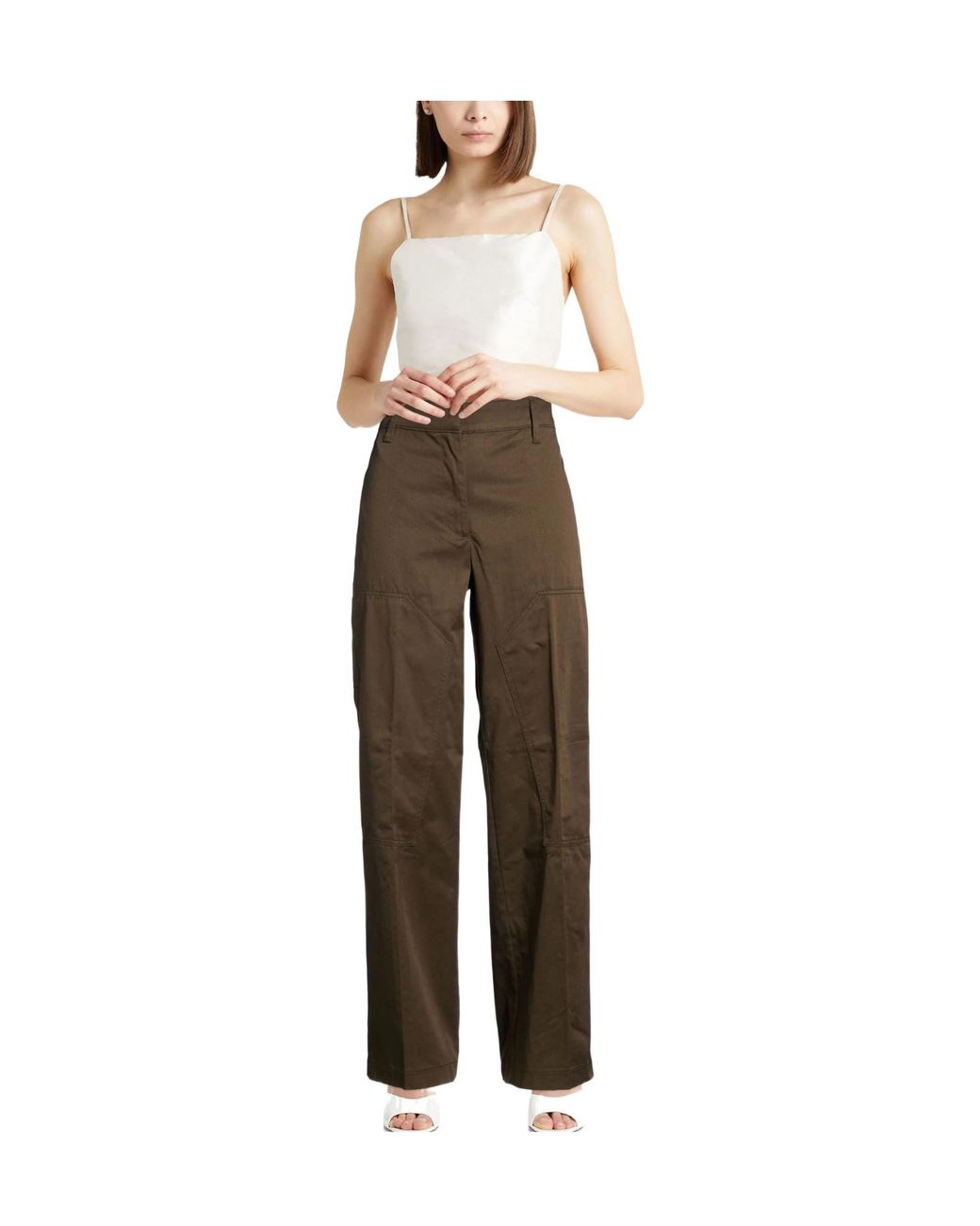 Tory Burch Brown Plain Colour Casual Trousers