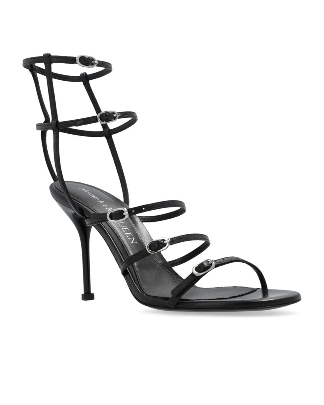 McQueen Metallic Strap Buckled Sandals