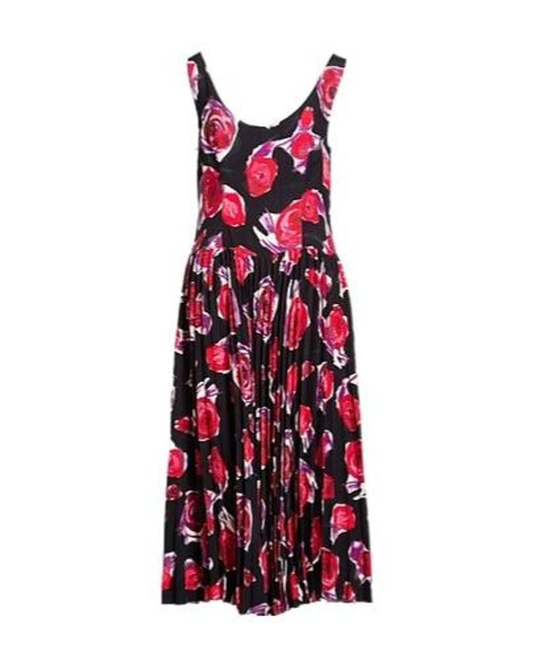 Marni Red Printed Pleated Dress