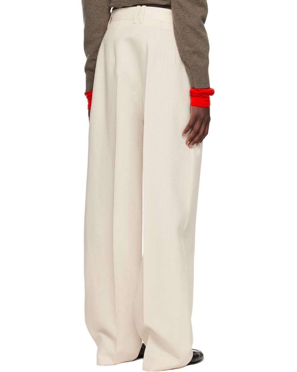 The Row White Pleated Casual Pants