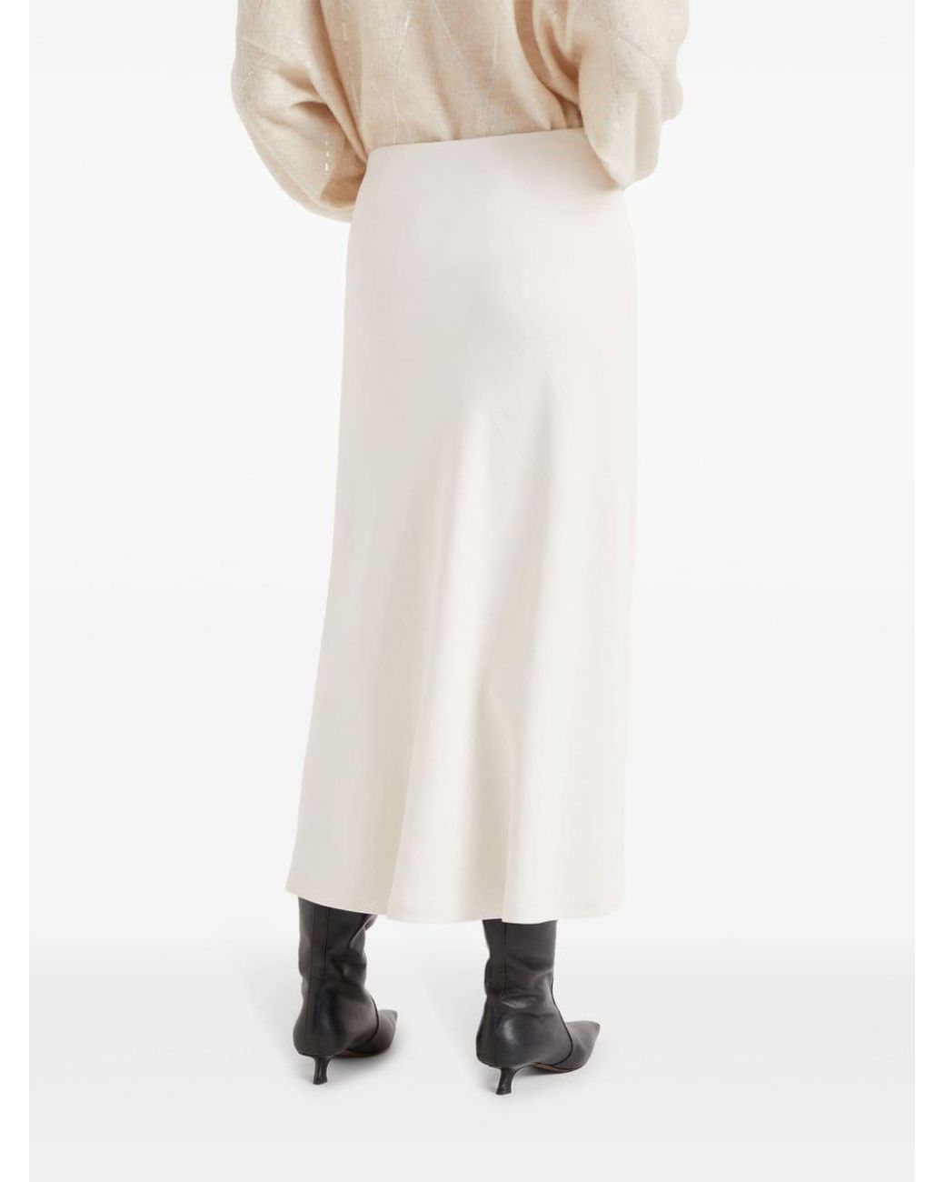 Brunello Cucinelli Natural Flared A-Line Maxi Skirt