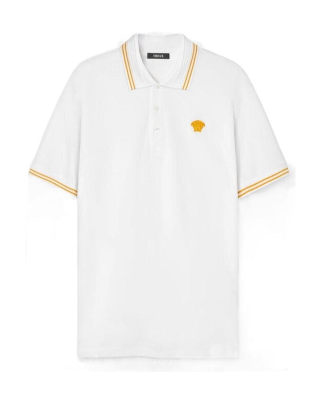 Versace White Medusa-Embroidered Short-Sleeved Polo Shirt for men