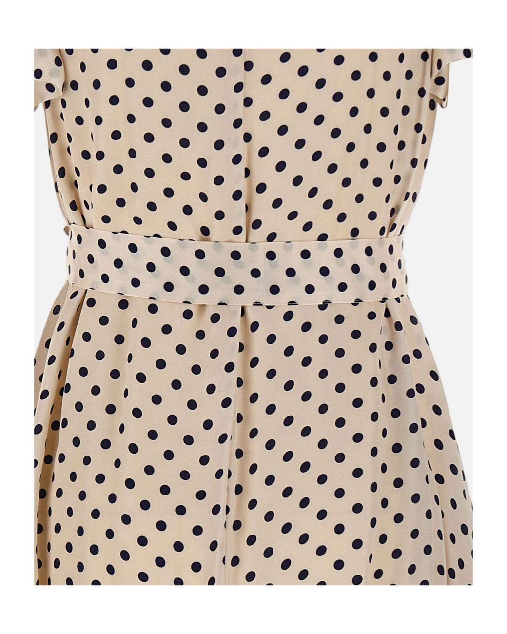 Kaos Natural Polka Dot Belted Short Dress