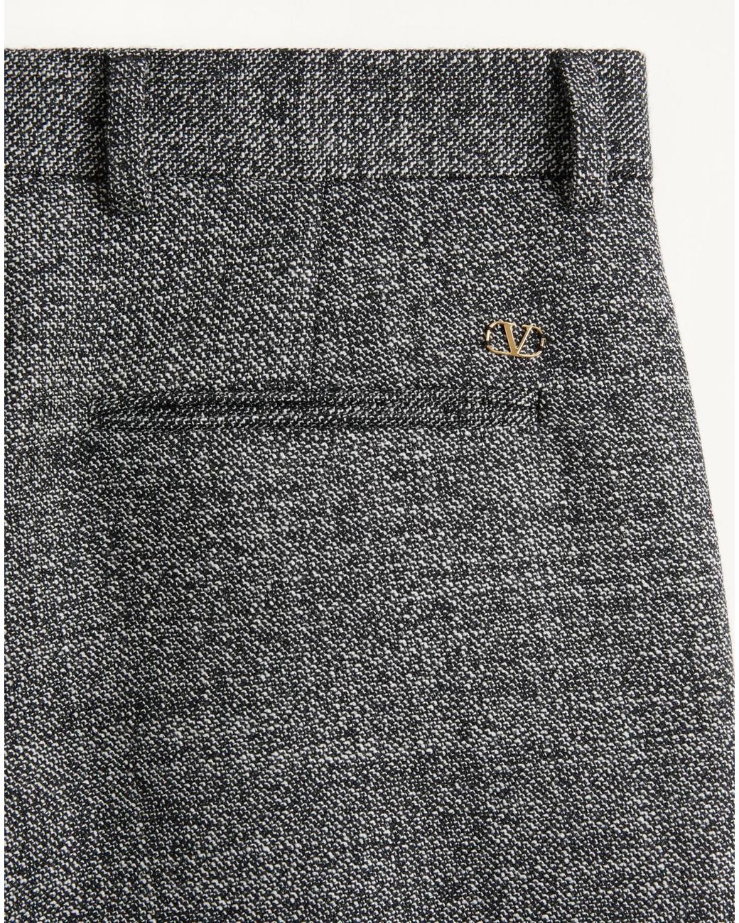 Valentino Gray Mouliné Wool Trousers With Turn-Ups for men