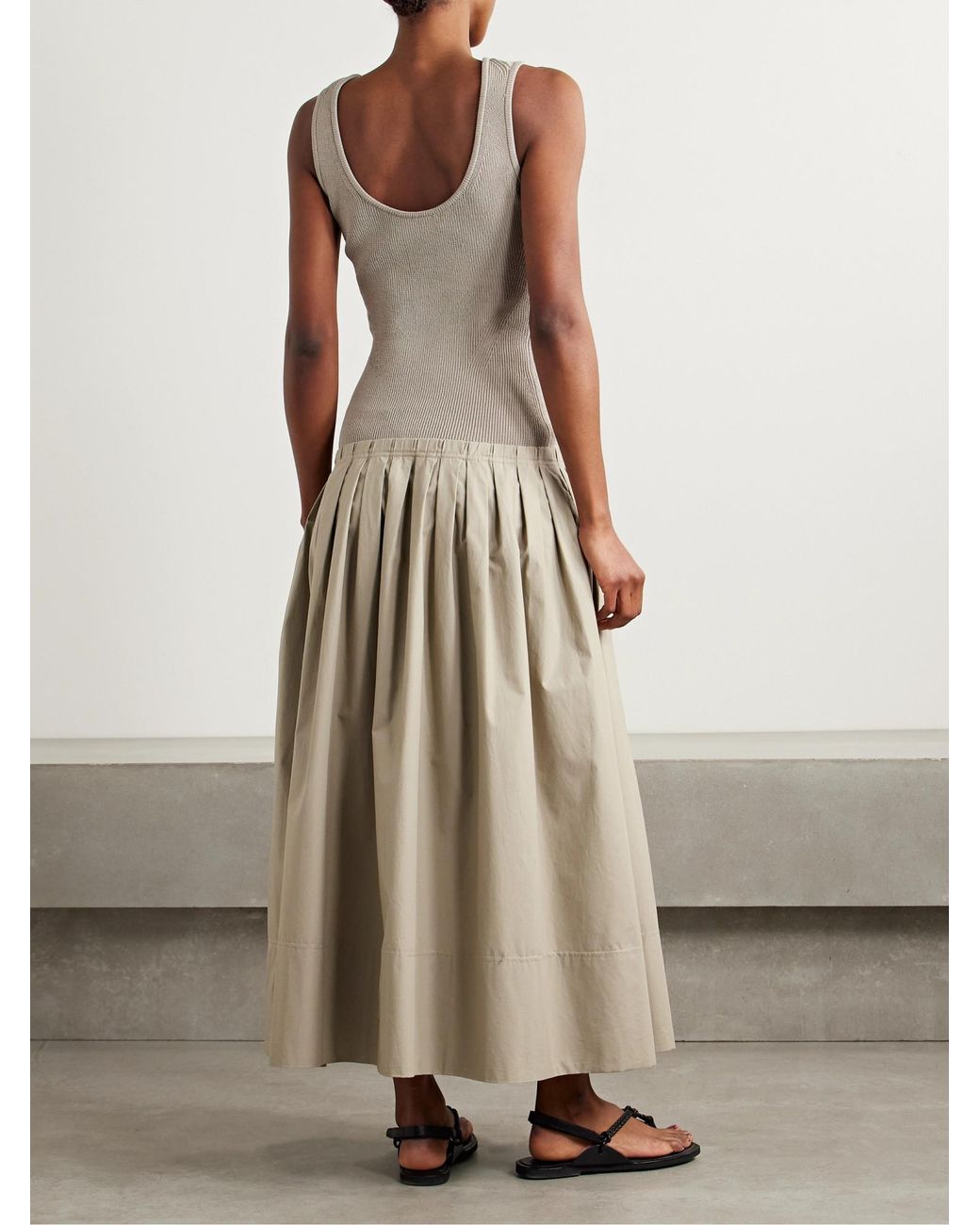 Proenza Schouler Natural Gene Pointelle-Knit Poplin Midi Dress