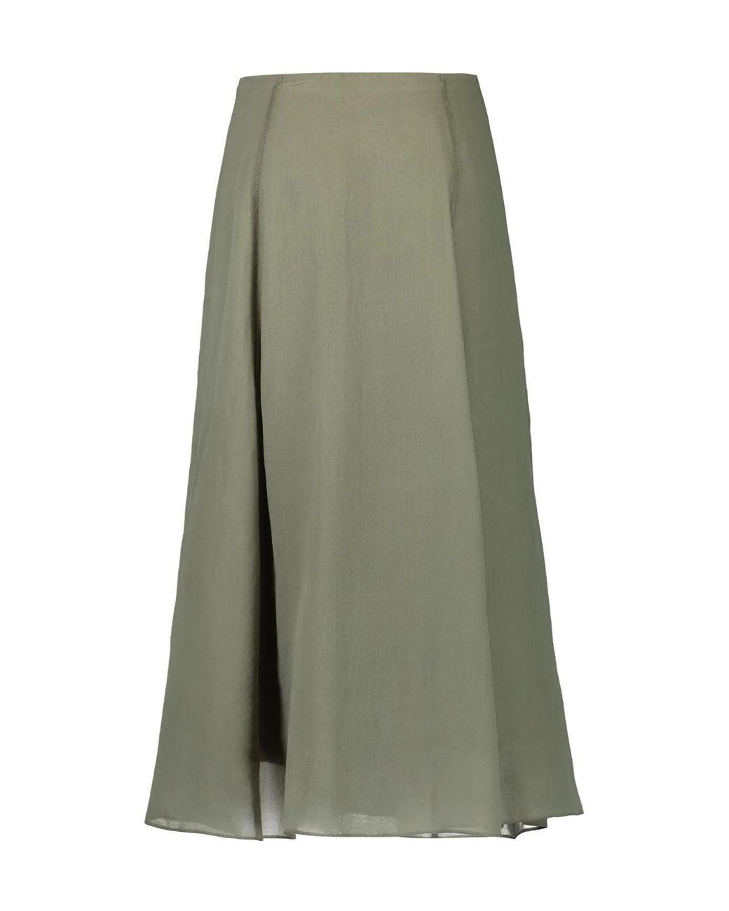 Brunello Cucinelli Green Flared Hem Midi Skirt