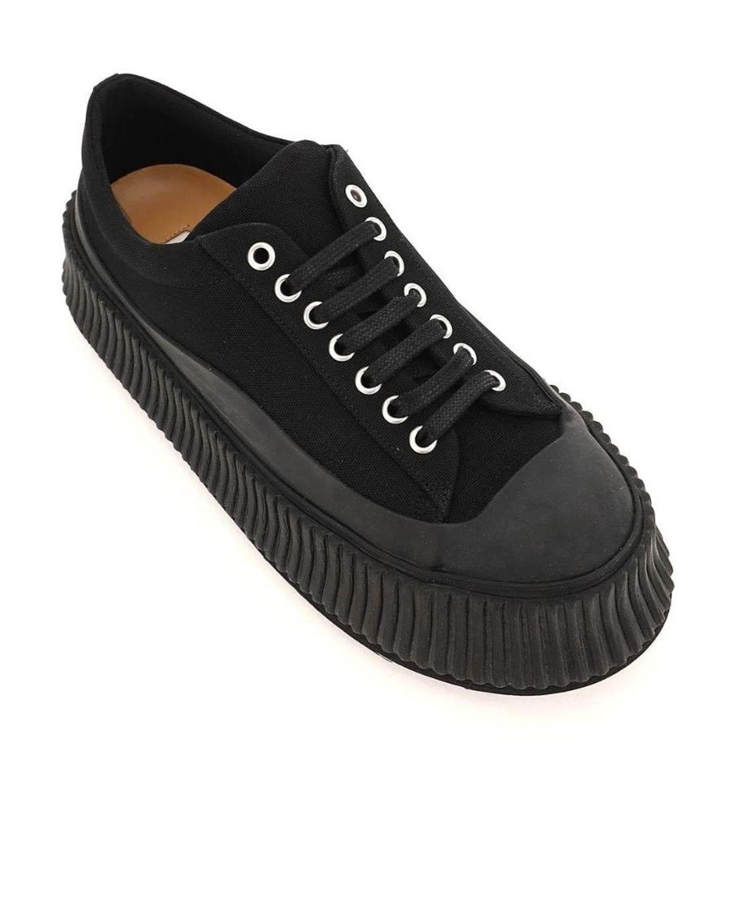 Jil Sander Black Platform-Sole Sneakers