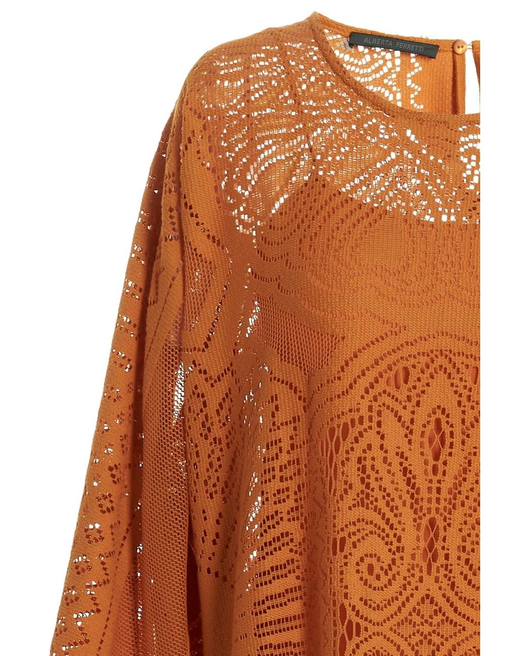 Alberta Ferretti Orange Crochet Maxi Dress