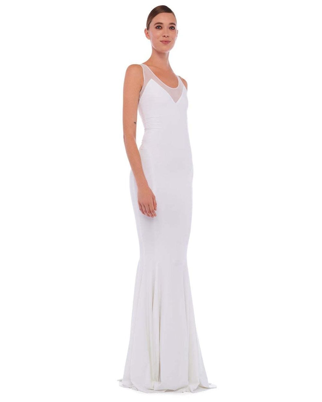 Norma Kamali White Mesh-Detail Maxi Dress