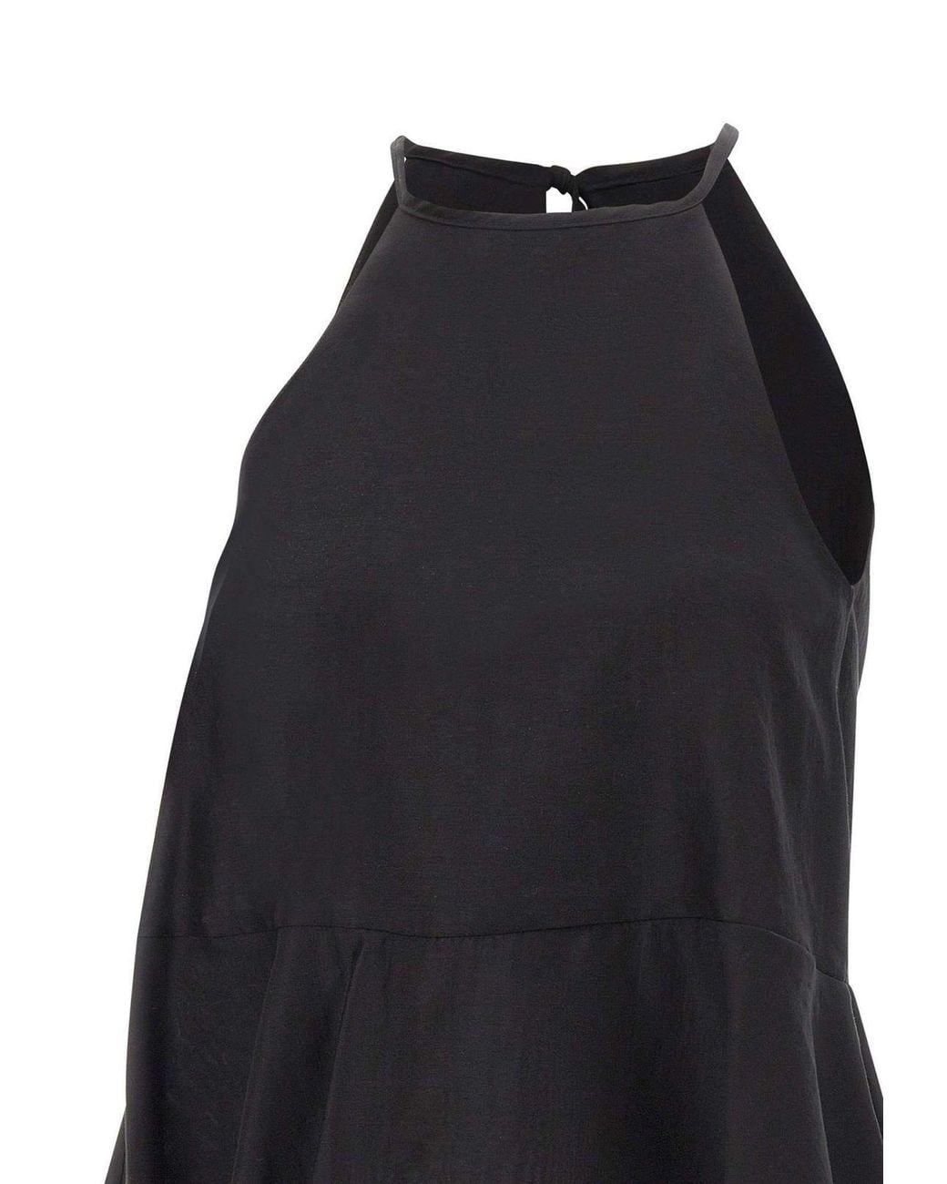 Kaos Black Ruffled Sleeveless Top