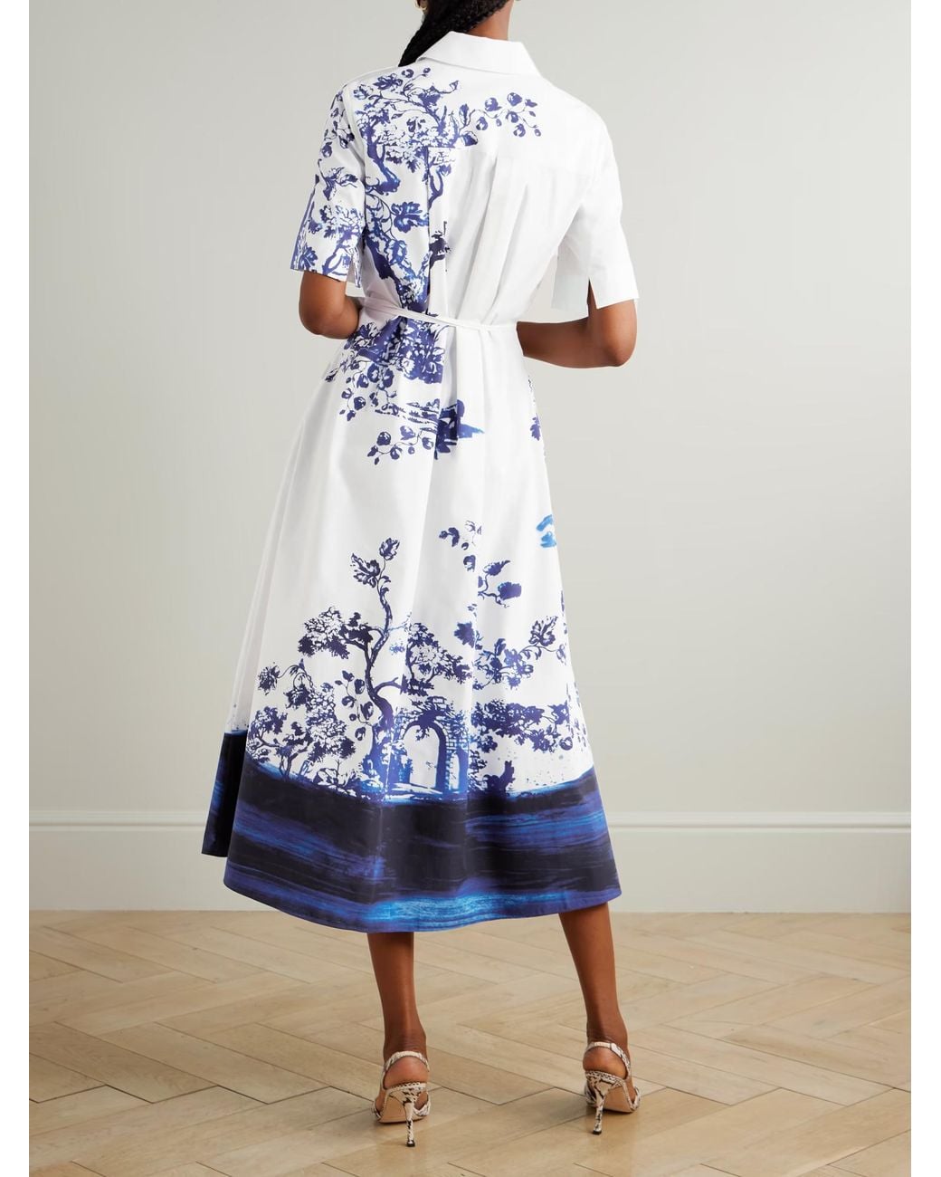 Erdem Blue Printed Shirt Dress