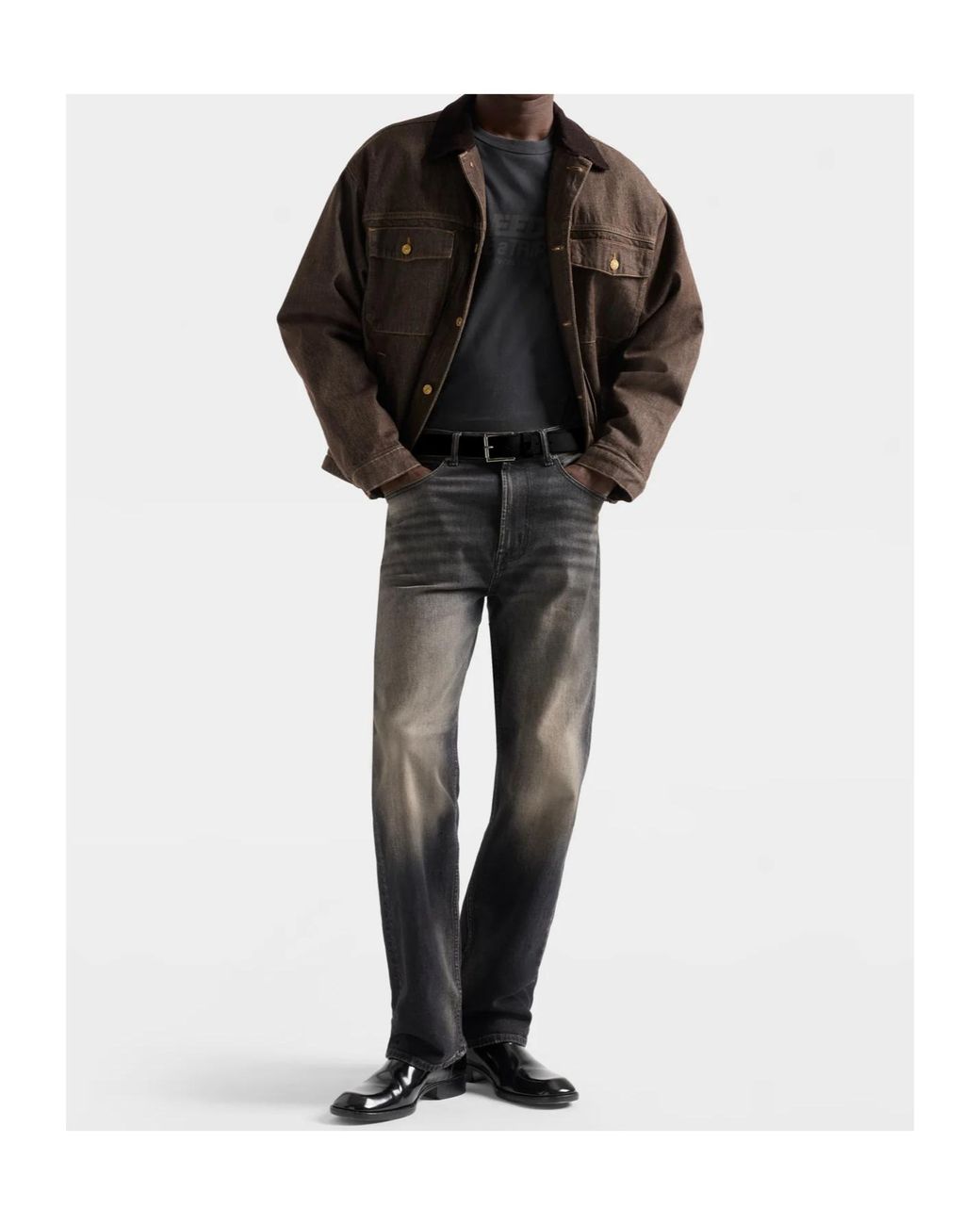7 For All Mankind Gray Straight-Leg Jeans for men
