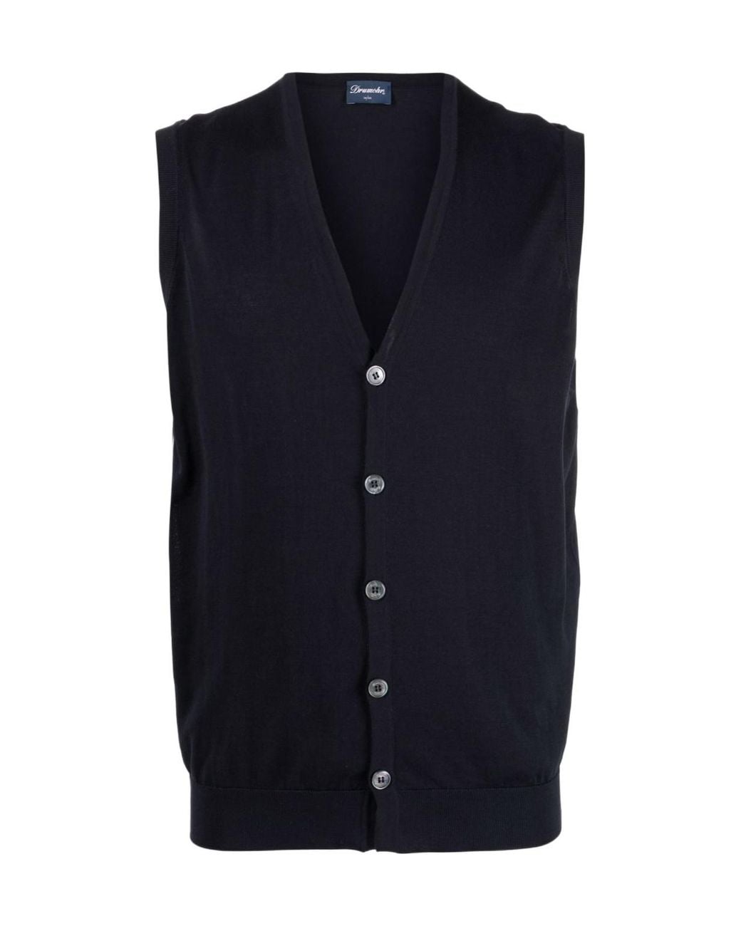 Drumohr Blue Sleeveless Buttoned Jacket for men
