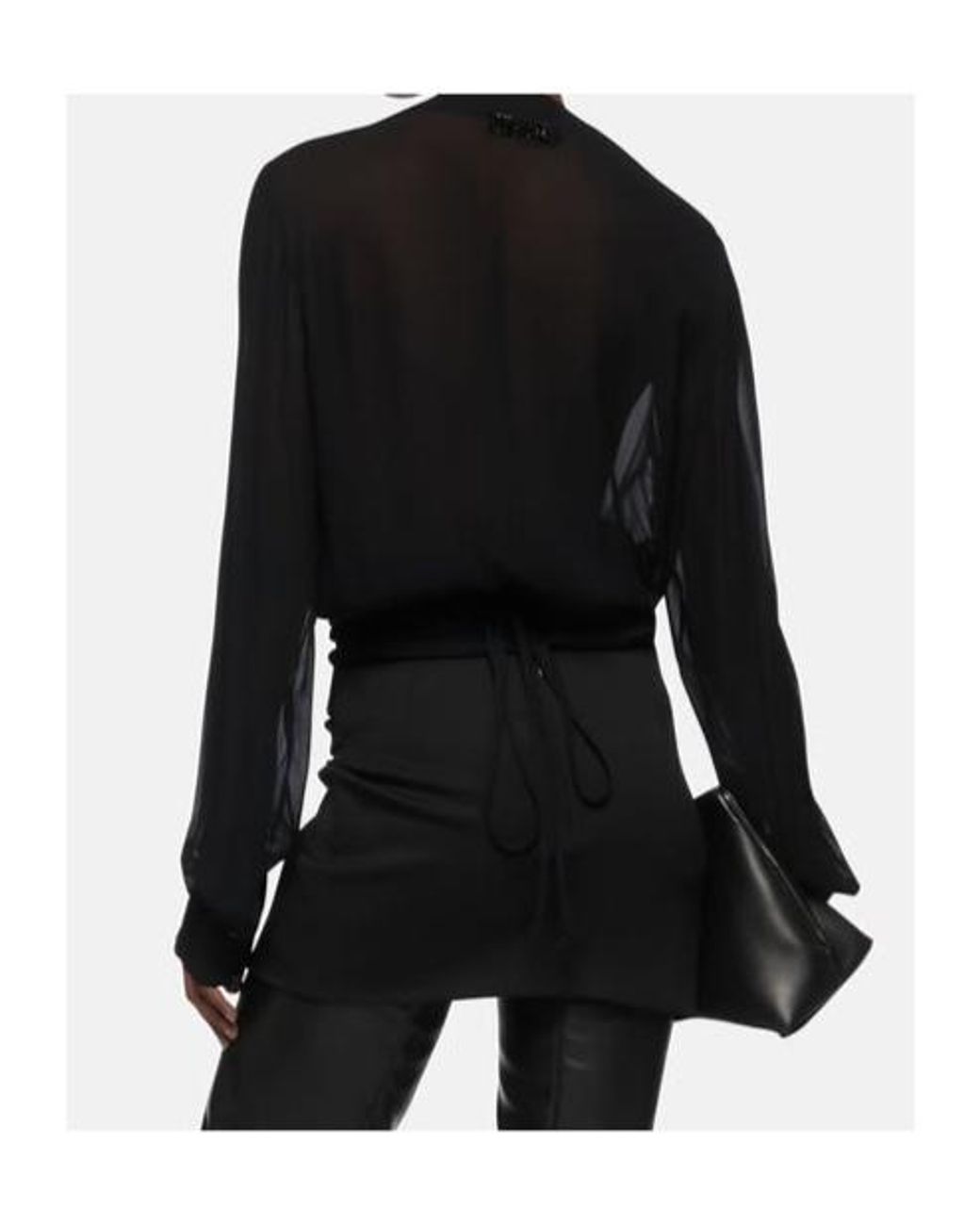 The Attico Black The Logo Embellished Fringed Blouse
