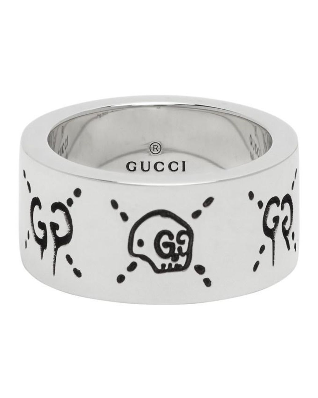 Gucci White Ghost Logo Ring