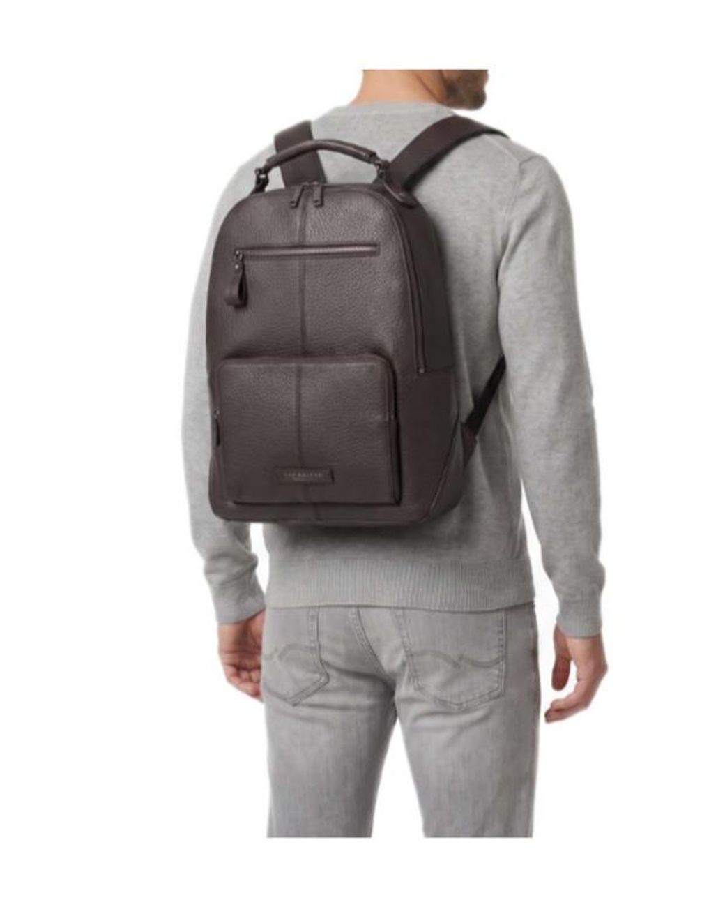 The Bridge Black Manfredi Pebbled Leather Backpack