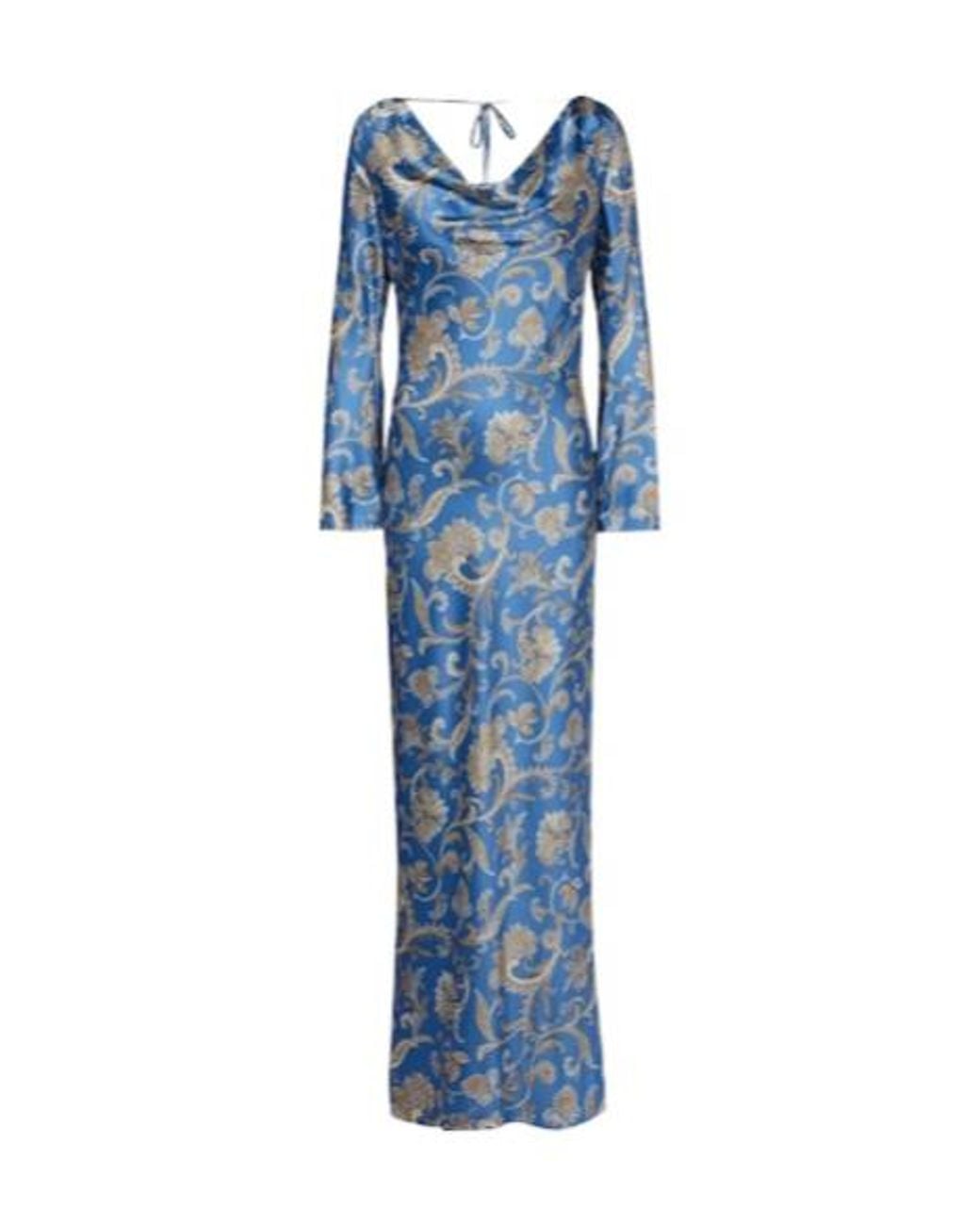 Veronica Beard Blue Ember Printed Silk-Blend Maxi Dress