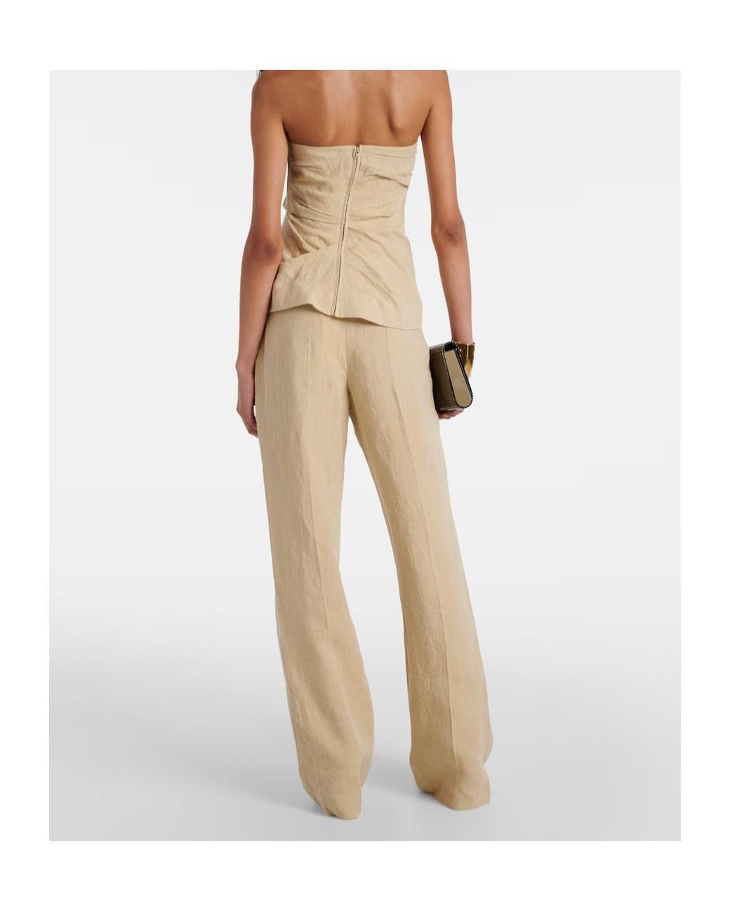 TOVE Natural Izel Strapless Linen Top