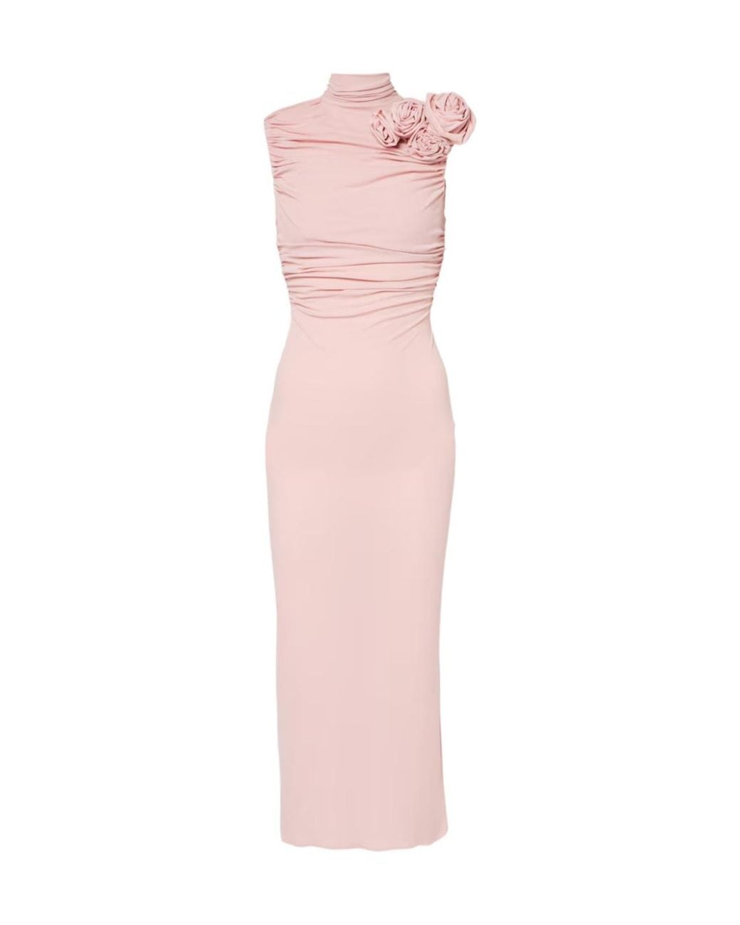 Magda Butrym Pink Ruched Silk-Blend Midi Dress