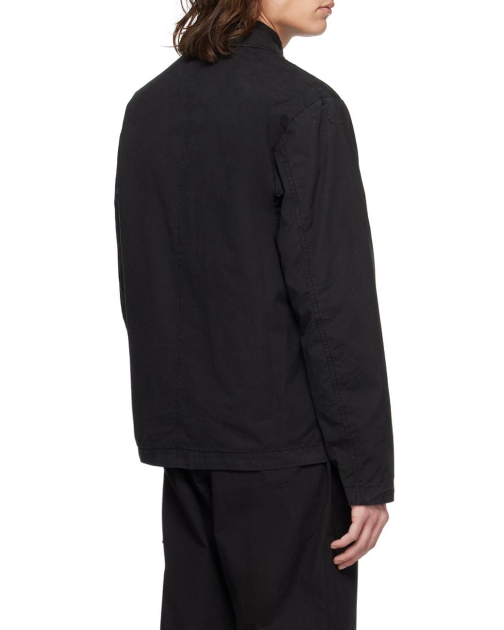 Stone Island Black Logo Patch Collared Shirt Jacket for men