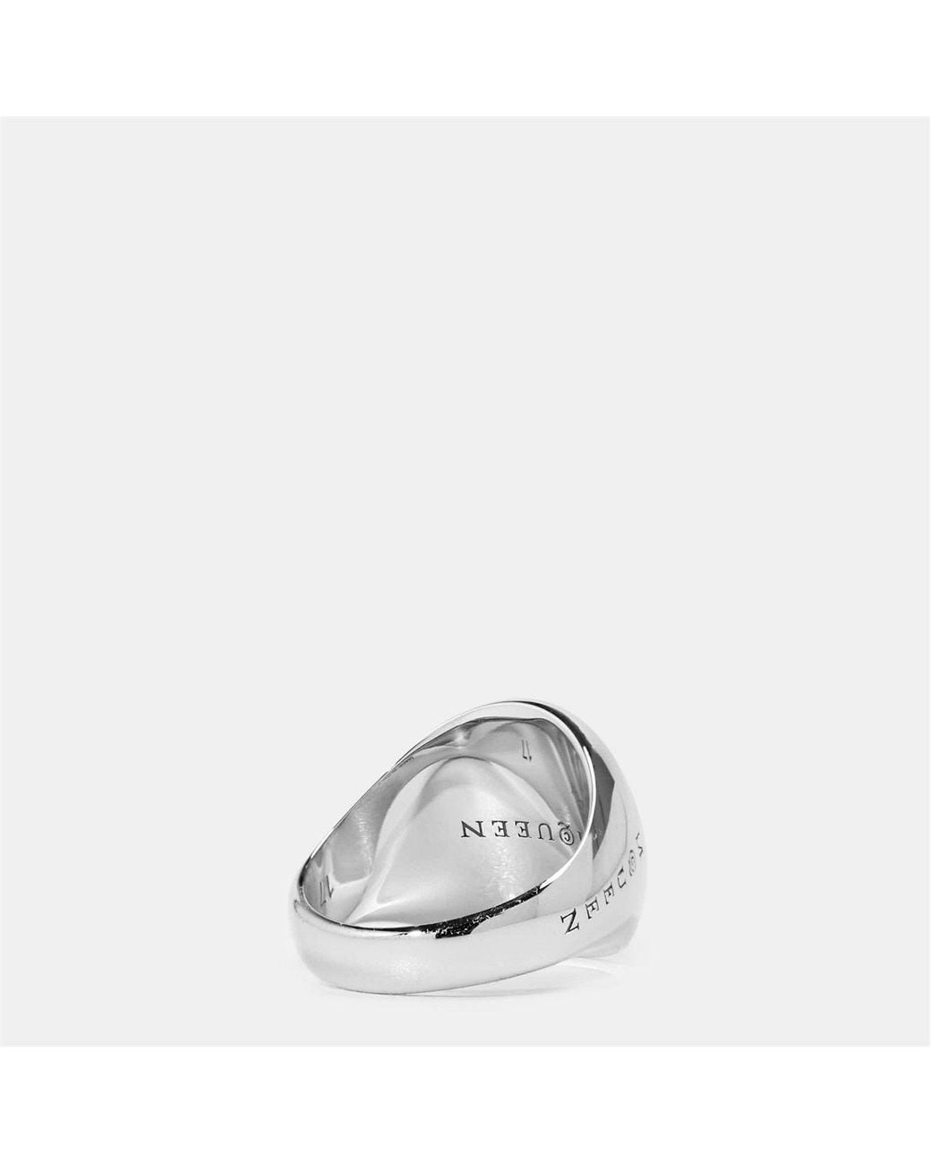 McQueen White Alex Skull Metal Seal Ring for men