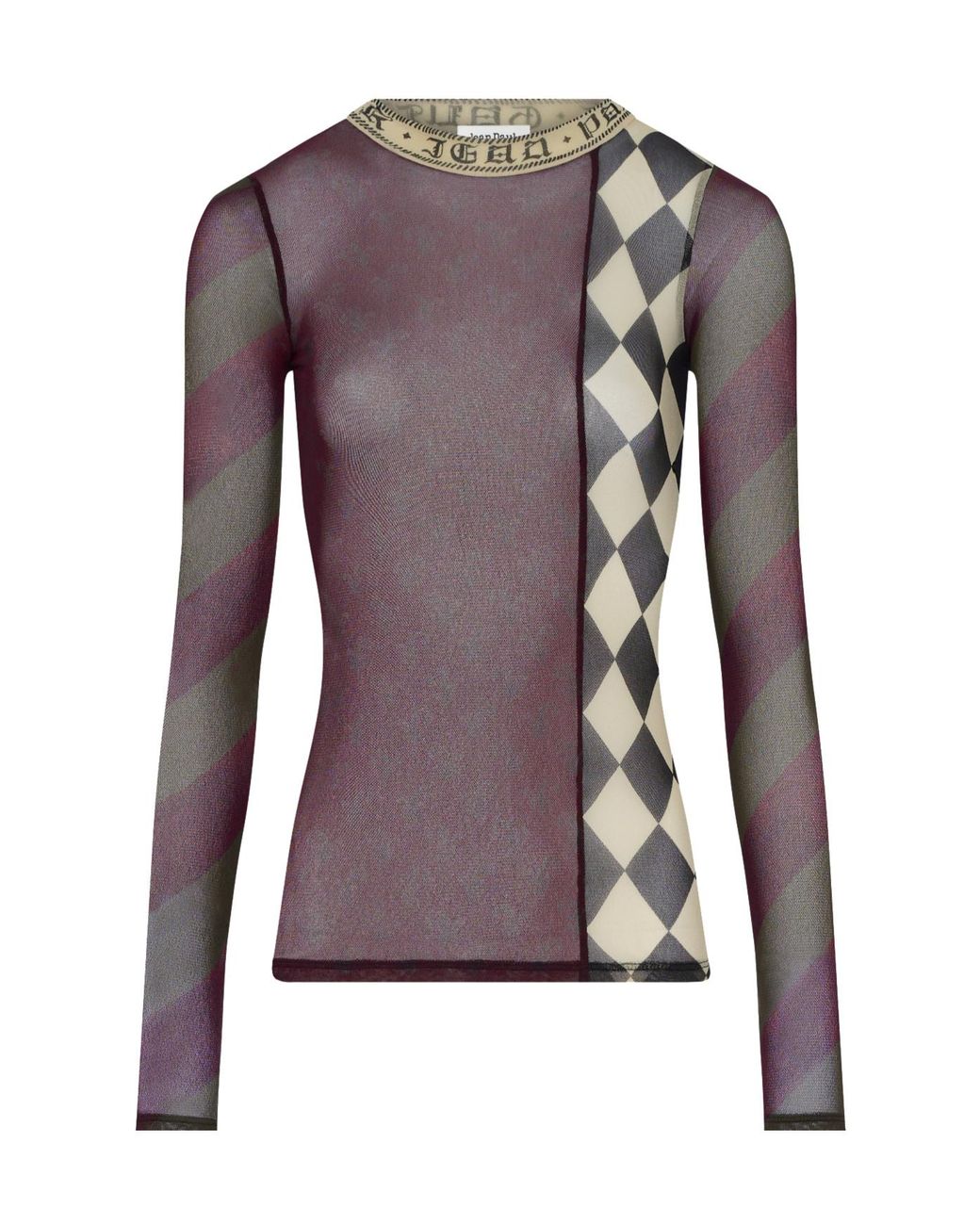 Jean Paul Gaultier Purple Patchwork Long-Sleeves Top