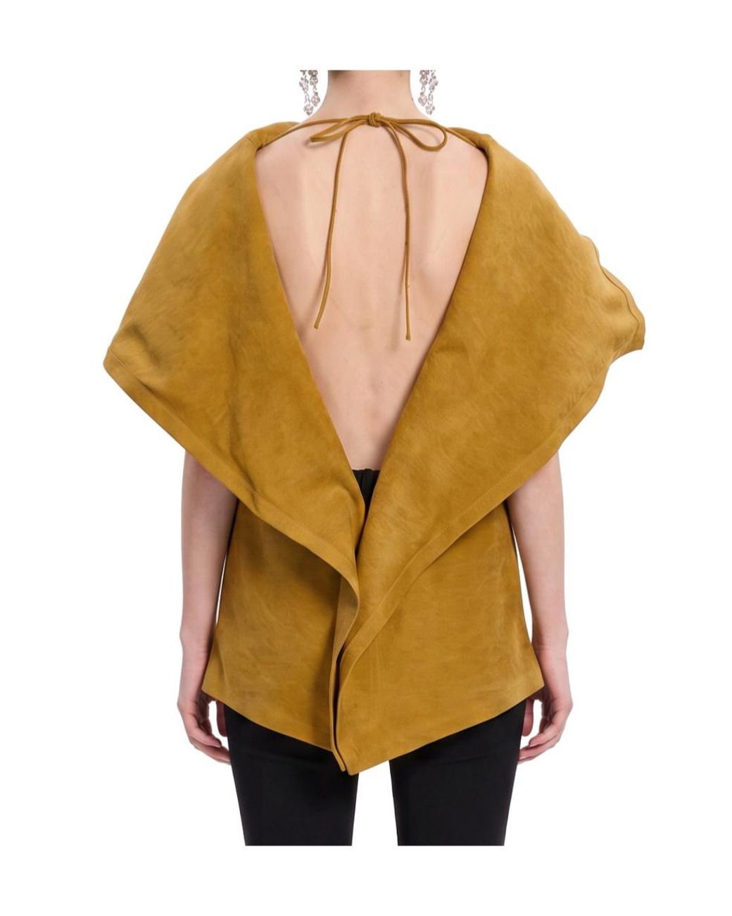 Magda Butrym Yellow Ruffled-Trim Tie-Fastening Top