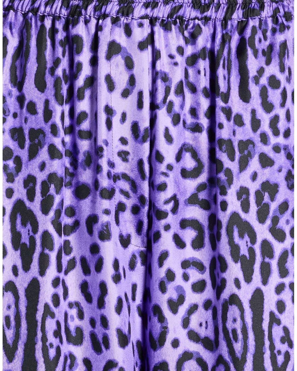 Dolce & Gabbana Purple Leopard Print Casual Trousers