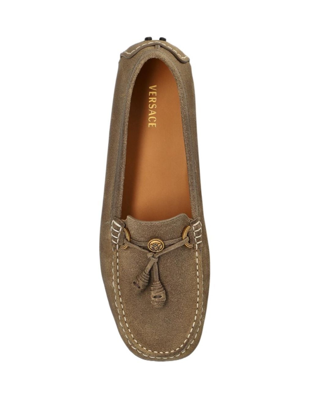 Versace Brown Robin Driver Moccasins for men