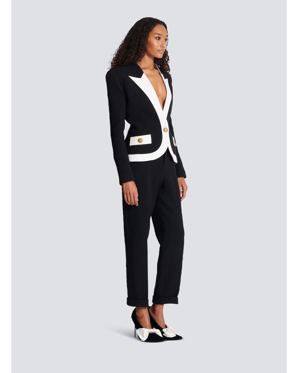 Balmain Black Two-tone Wool Jacket