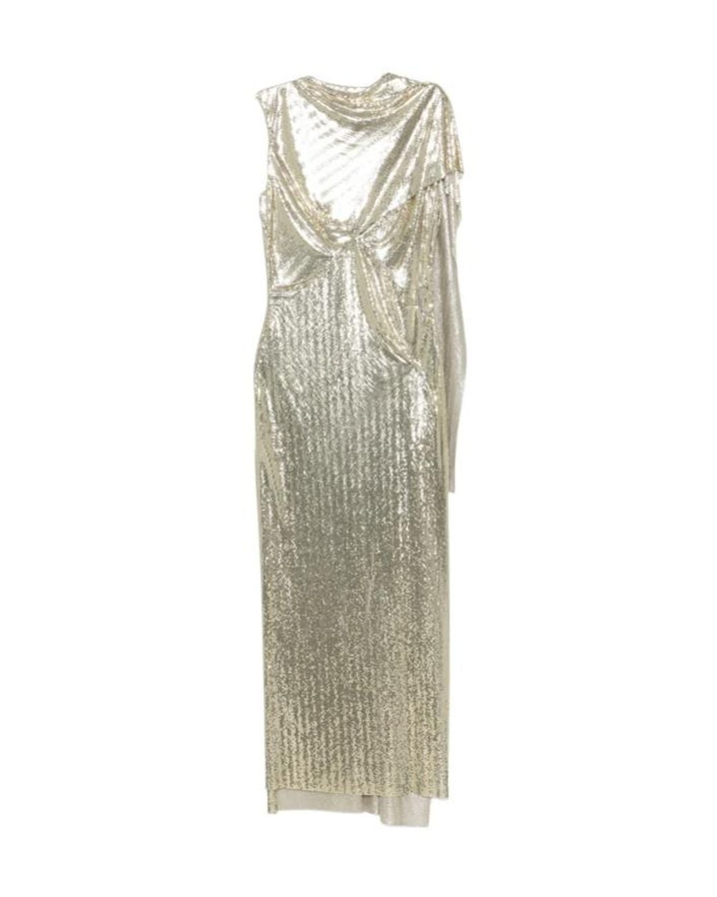 Rabanne Multicolor Rabanne Sleeveless Draped Chainmail Dress