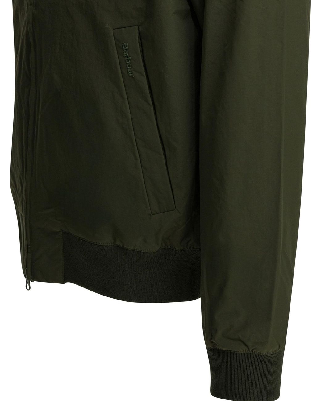 Barbour Green Stand Collar Zip Bomber Jacket for men