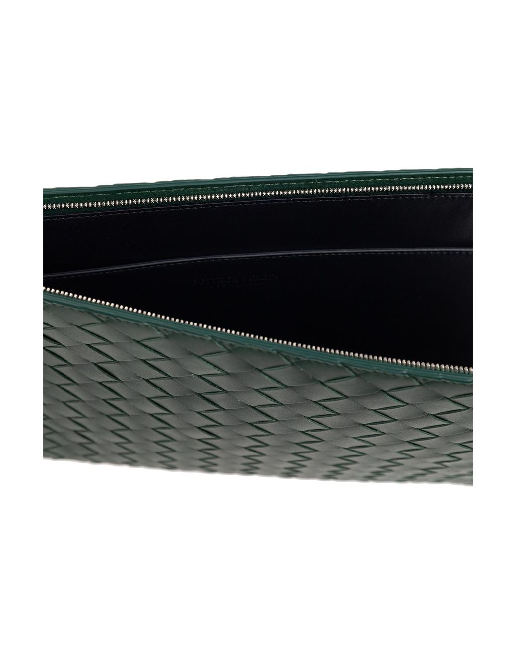 Bottega Veneta Green Intreciato Semi-Zipper Clutch for men