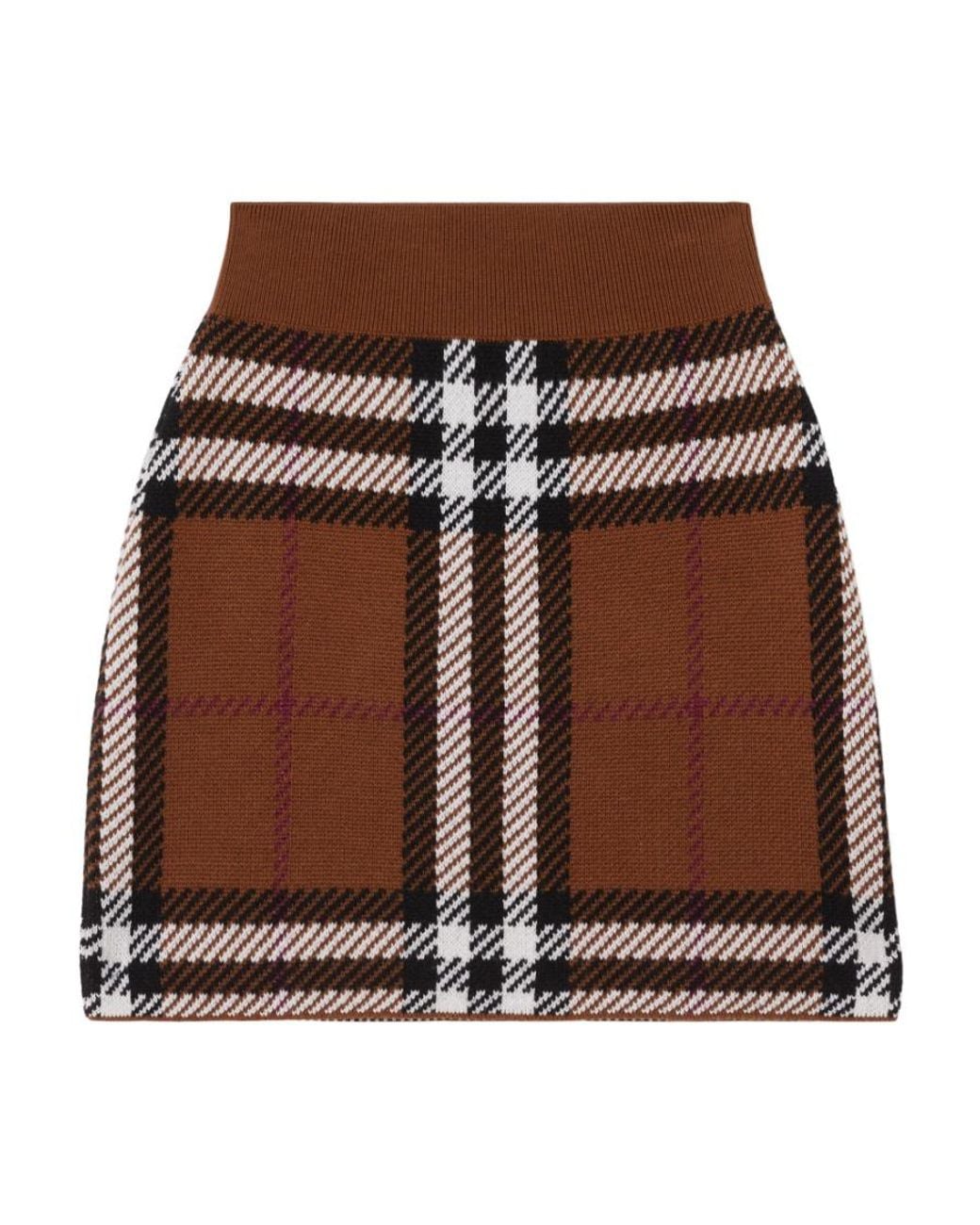 Burberry Brown Kiandra Check Wool Mini Skirt