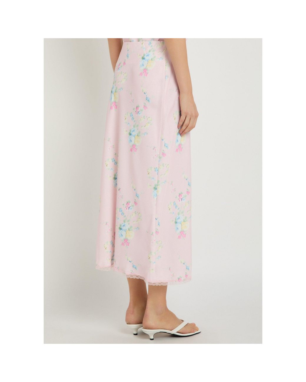 LoveShackFancy Pink Floral Print Skirt