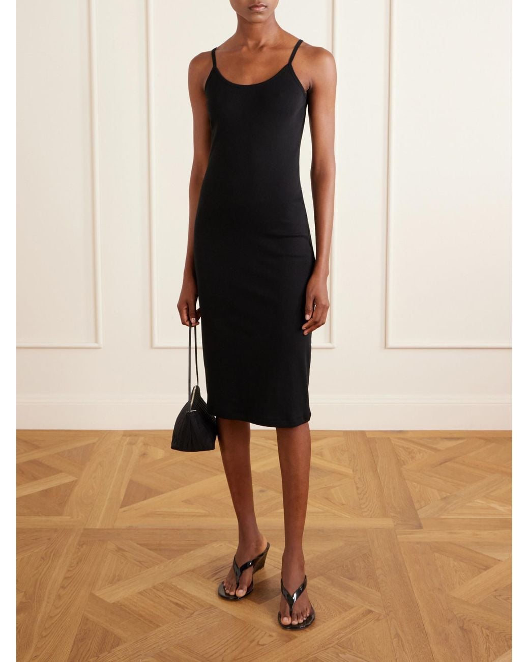 Flore Flore Black Bibi Organic Cotton-Jersey Midi Dress