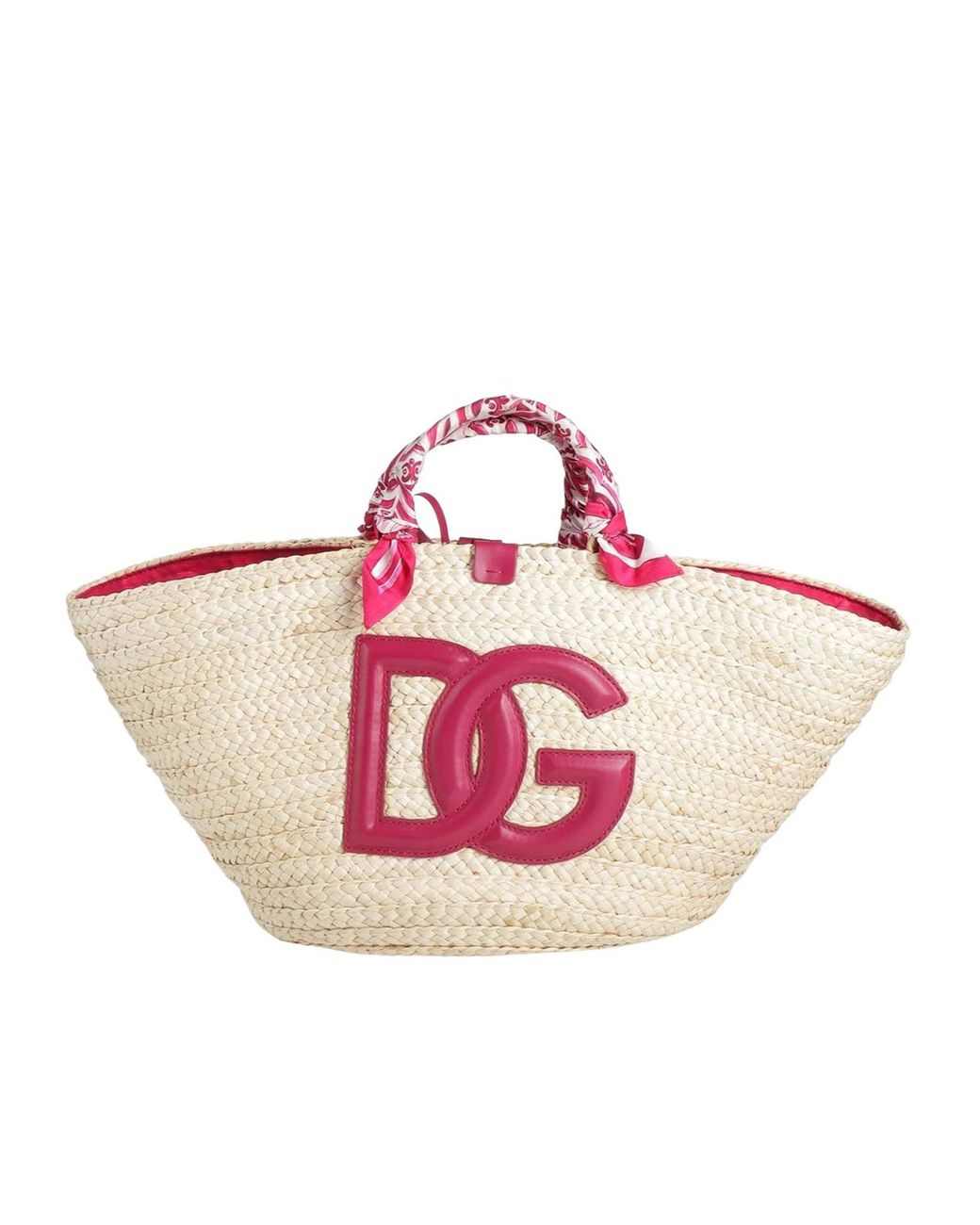 Dolce & Gabbana Pink Large-Capacity Woven Straw Tote Bag