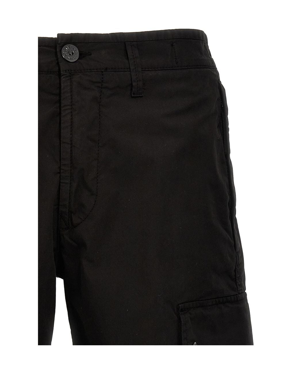 Stone Island Black Compass Patch Bermuda Shorts for men