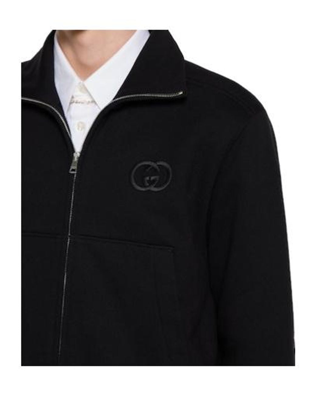 Gucci Black Brushed Jersey Zip Sweatshirt for men