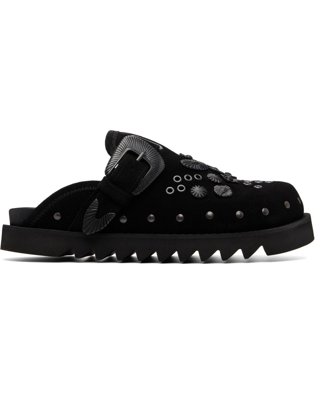Toga Virilis Black Eyelet Metal Sabot Muller Shoes for men