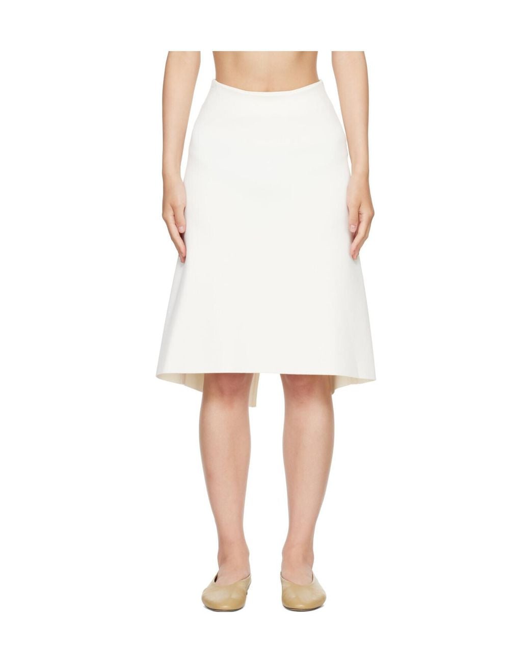 Totême White Buttoned-Back Midi Skirt