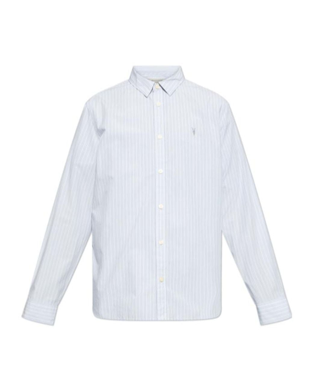 AllSaints White Pinstriped Long-Sleeved Shirt for men