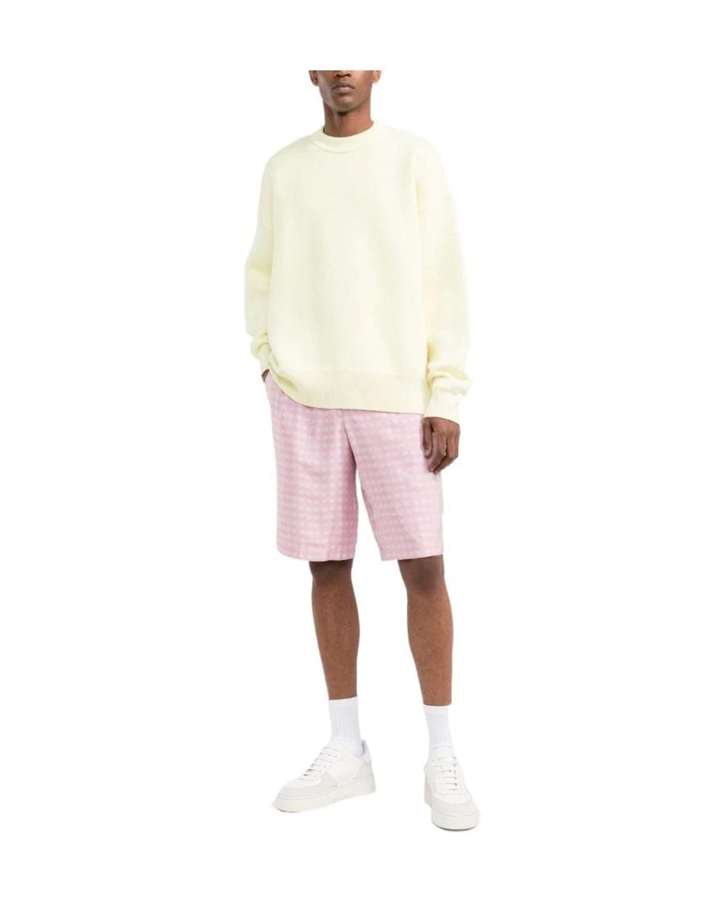 Palm Angels White Palm Intarsia Crewneck Sweater for men