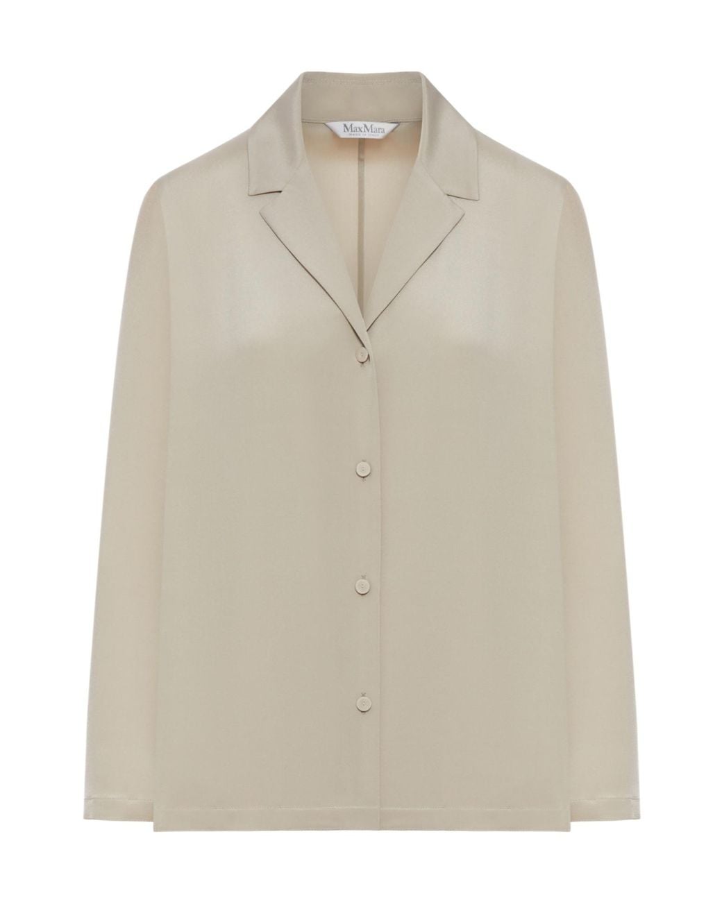 Max Mara Natural Bowling Collar Long-Sleeve Shirt
