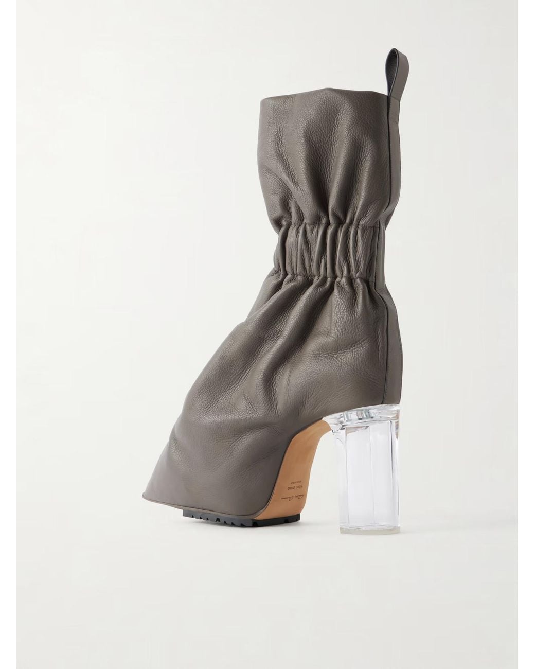 Rick Owens Gray Taquito Gathered Leather Ankle Boots