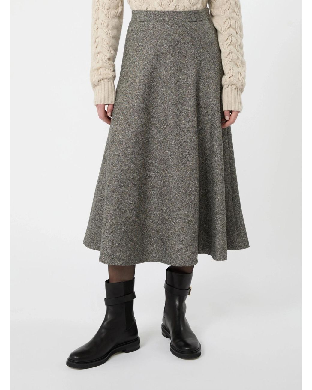 Max Mara Gray Studio Palazzi A-Line Midi Skirt