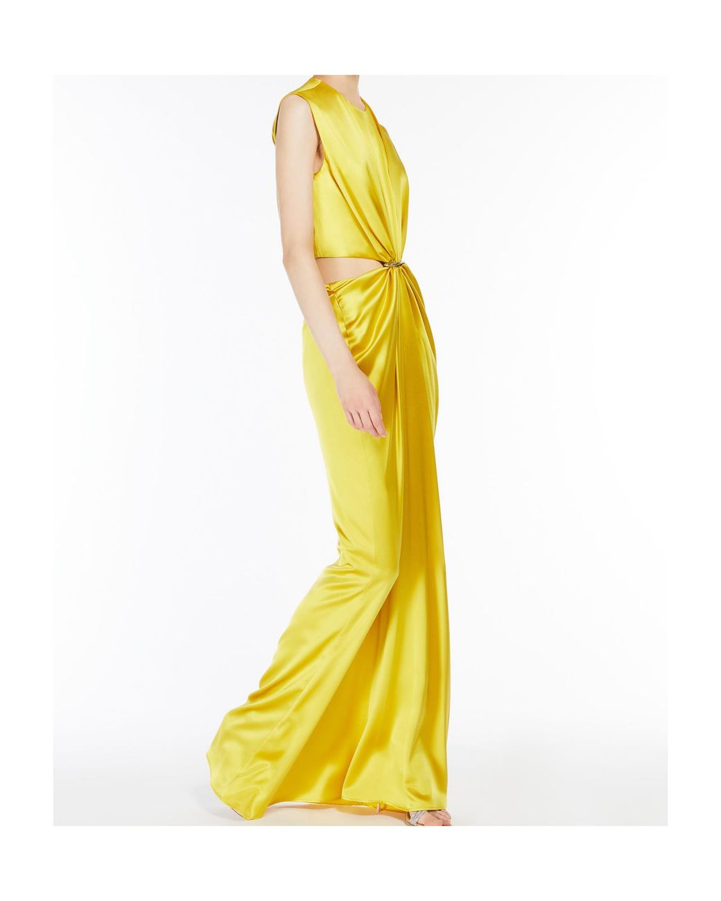 Max Mara Yellow Pianoforte Panaro Hourglass Gathered Sleeveless Dress