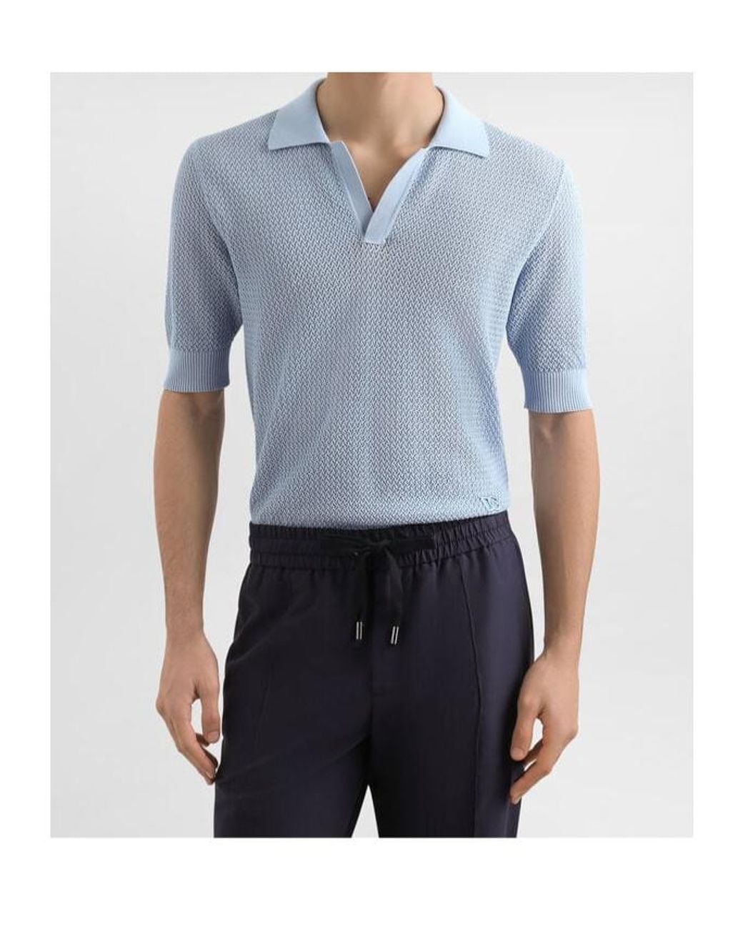 Dolce & Gabbana Blue Textured Short-Sleeve Top for men