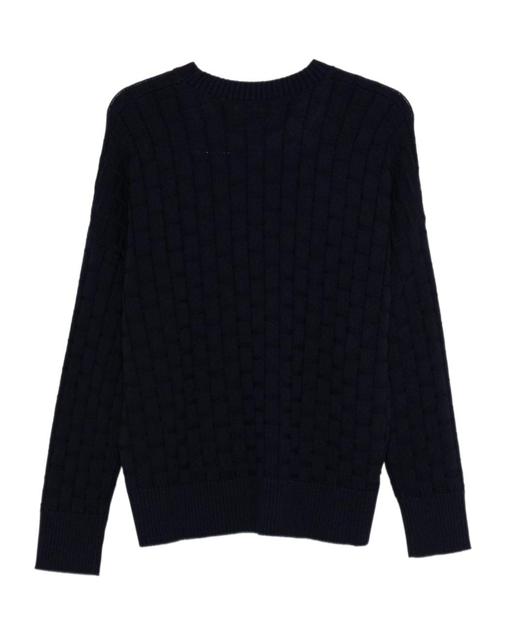Plan C Blue Ribbed Pullover Knitwear